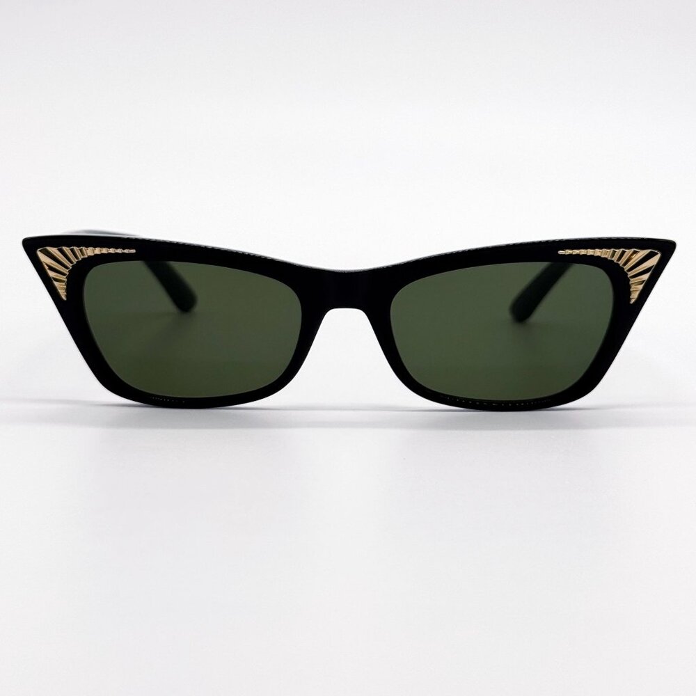 NEW VALENTINO SUNGLASSES VLS-175A BLACK/GREEN CAT EYE WOMEN EYEWEAR